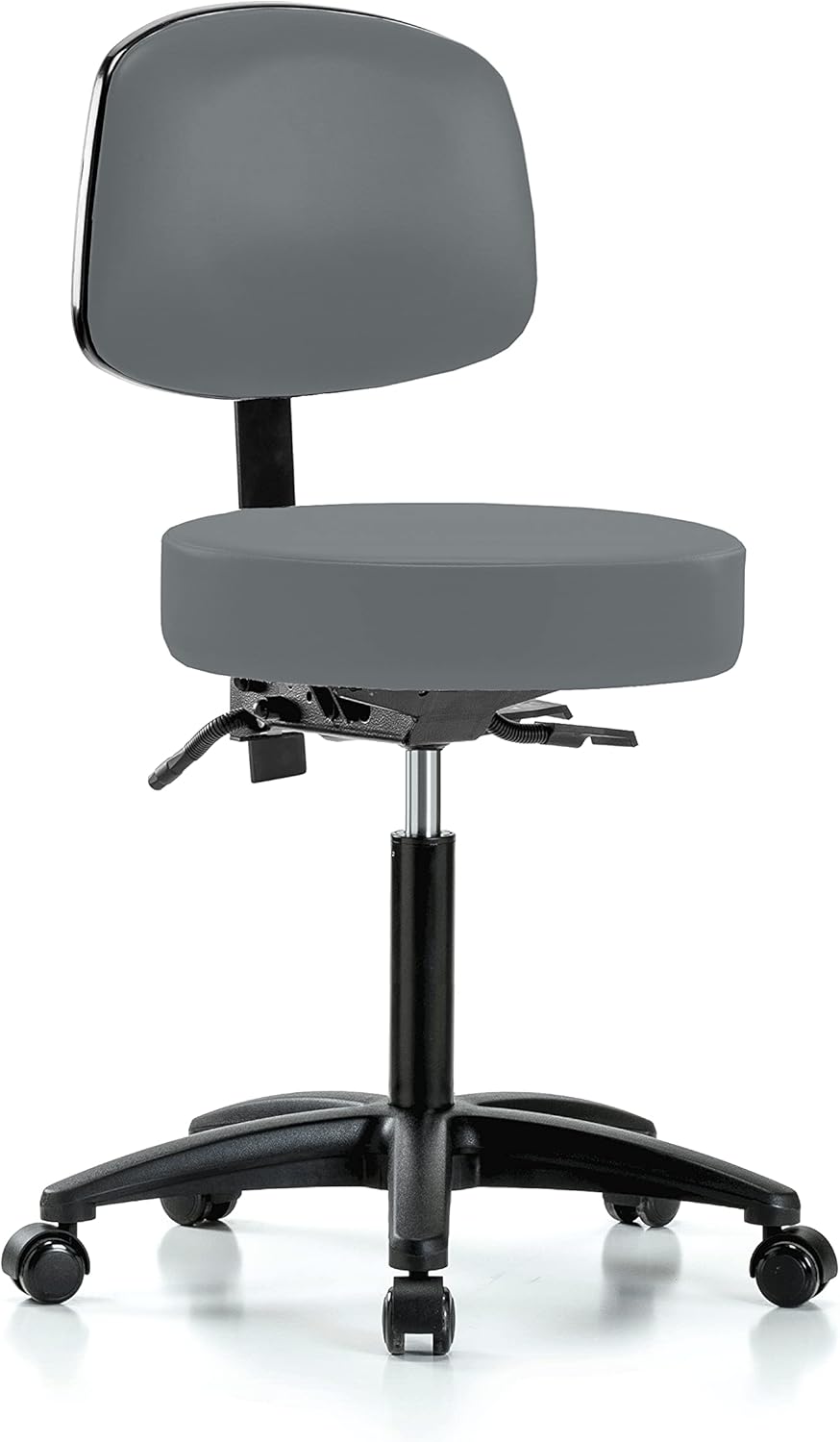 Rolling Height Adjustable Doctor's Stool with Back and Footring F384181