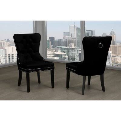 Black Velvet Tufted Side Chair L3519