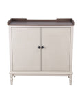 White Wooden Cabinet with Tray Top and Turned Legs Y163