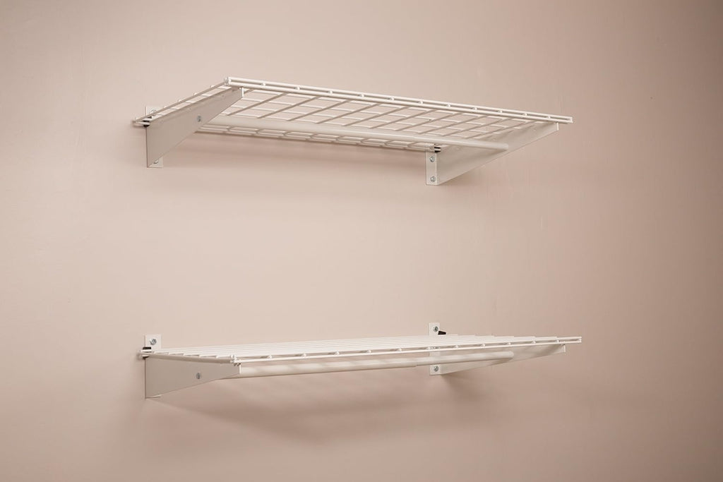 White Wall Shelf with Hanging Rod, 36" x 18", 2-Pack J23119