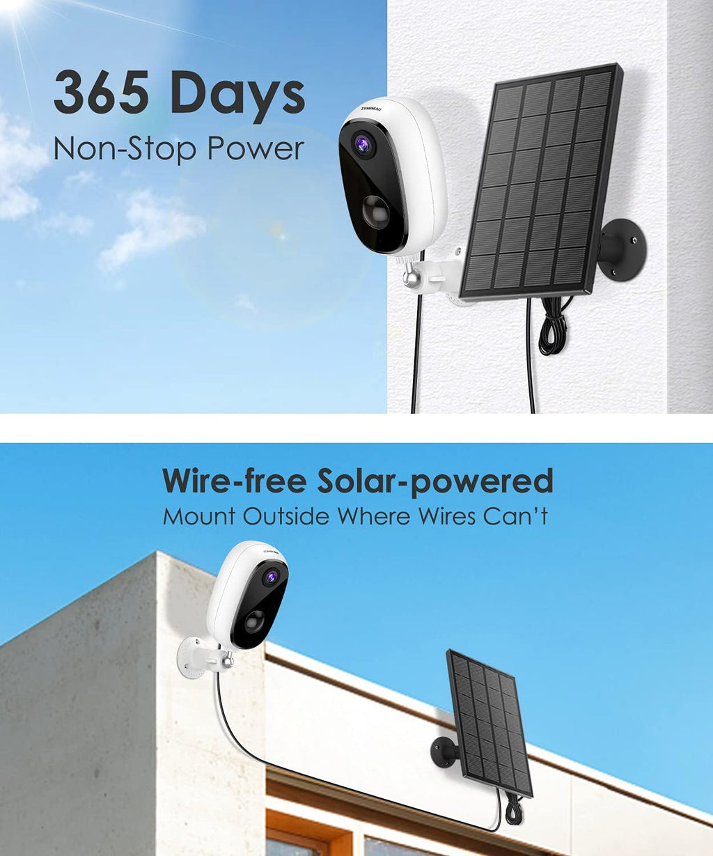 Solar Powered Outdoor Security Cameras Wireless, 1080P, Night Vision, 2-Way Talk, Motion Detection, Waterproof D446120