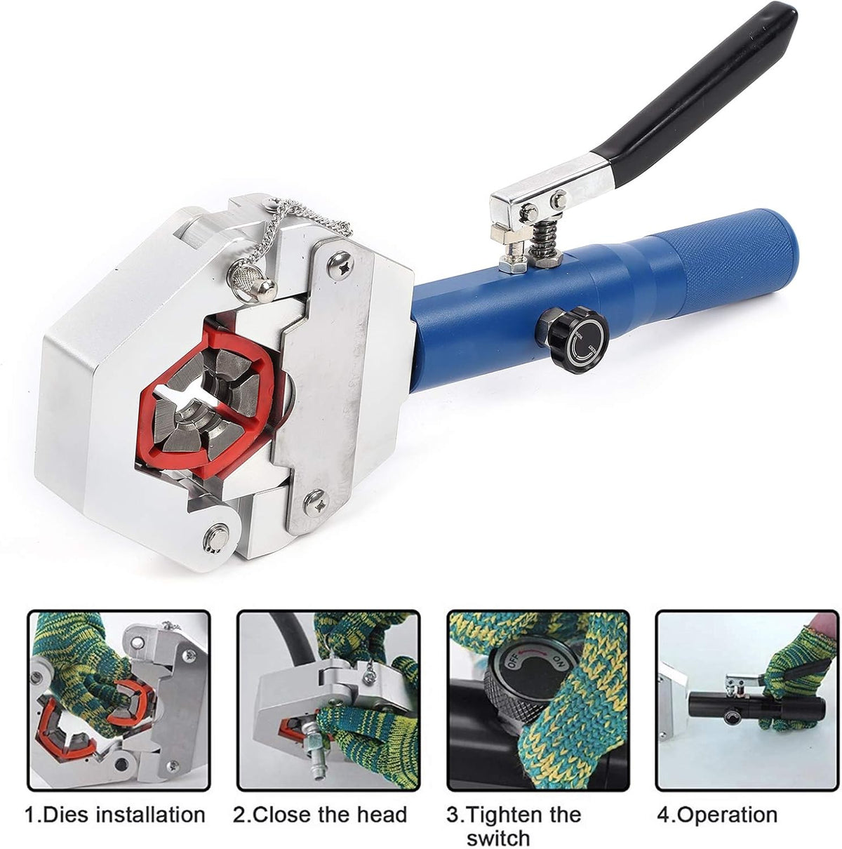 Hydraulic Hose Crimping Tool with 7 Die Set A58404