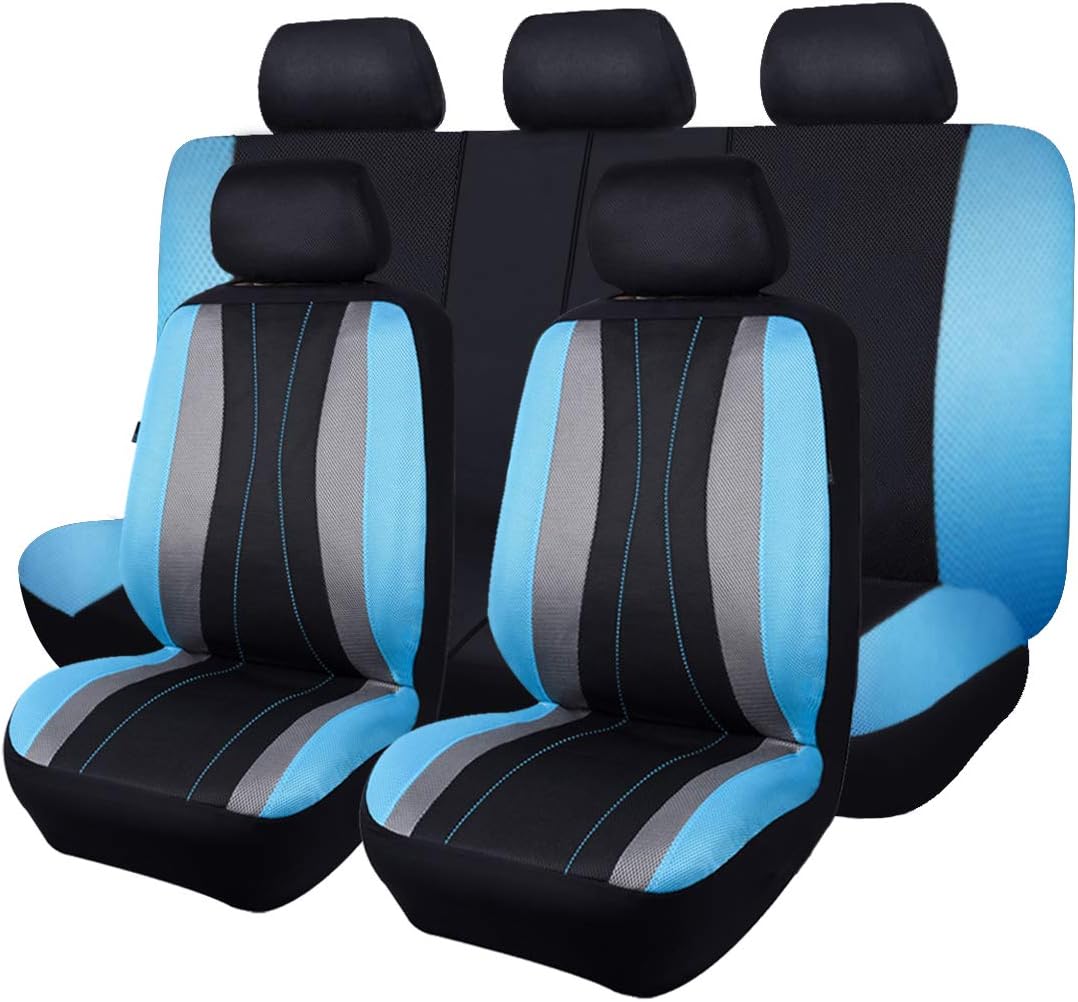 Faux Leather Mesh Car Seat Covers Full Set K114