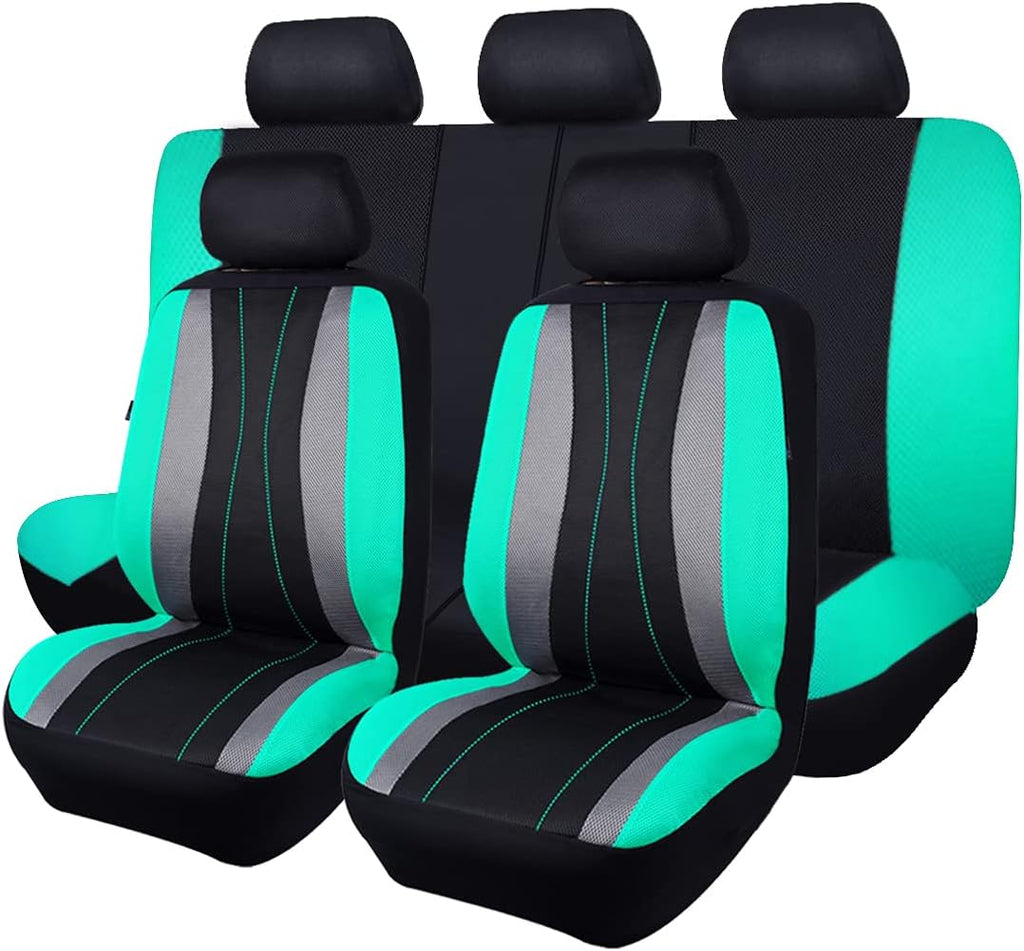 Faux Leather Mesh Car Seat Covers Full Set K114