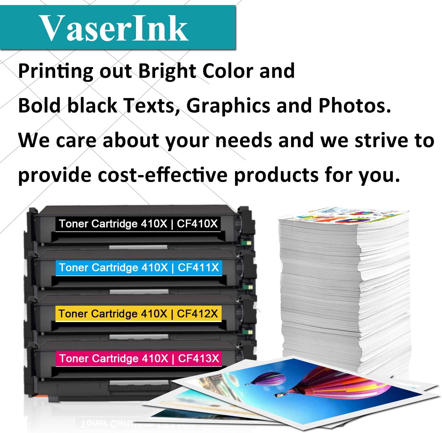 4 Pack High Yield CF410X CF411X CF412X CF413X Toner Cartridge Replacement for HP Color Pro M452 M477 MFP B911