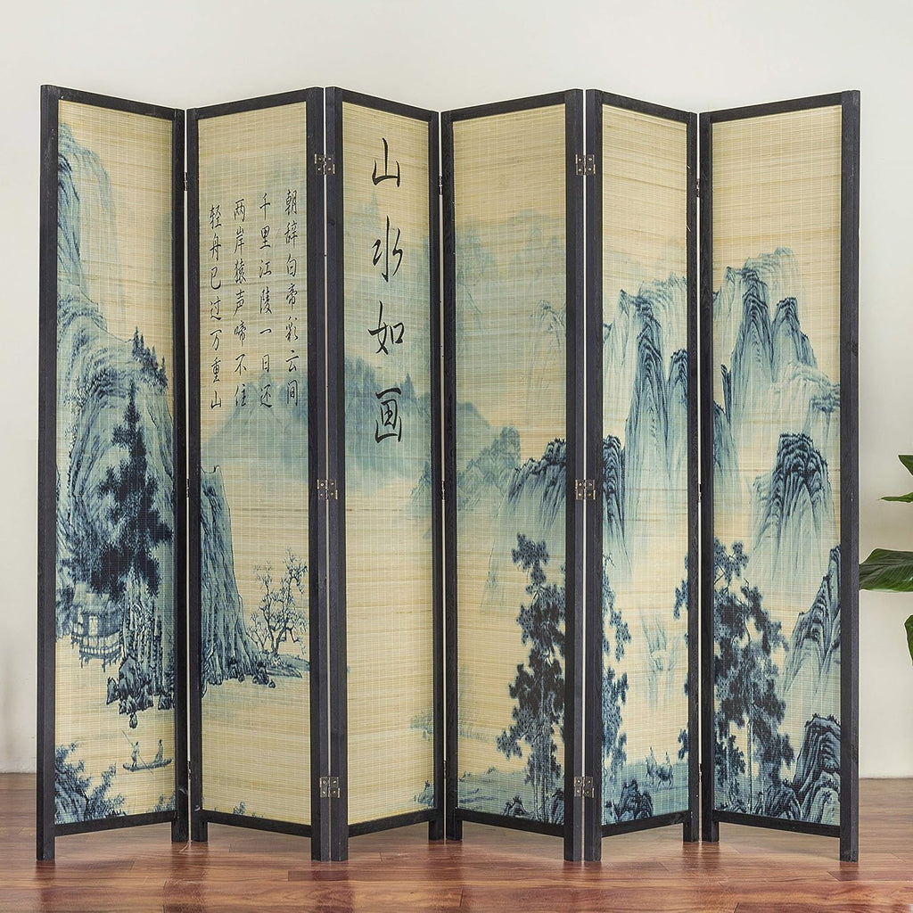 6-Panel Bamboo Freestanding Room Divider L3875