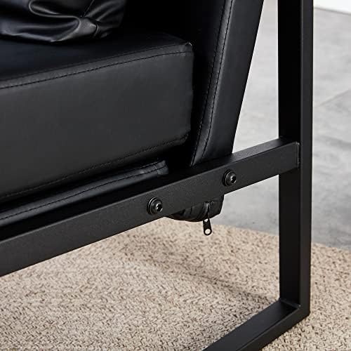 Black PU Leather Accent Arm Chair with Metal Frame F833
