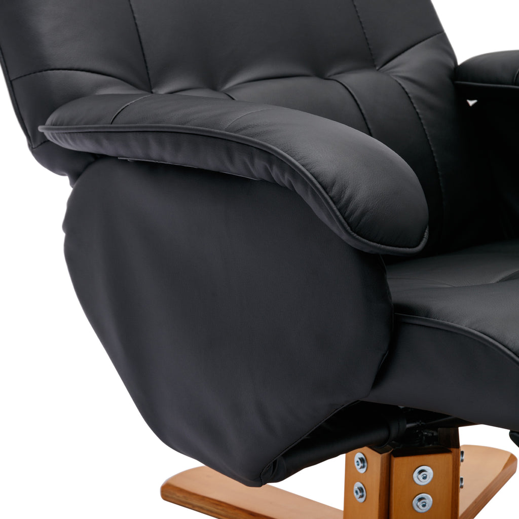Beige Faux Leather Swivel Recliner Chair with Ottoman O16409