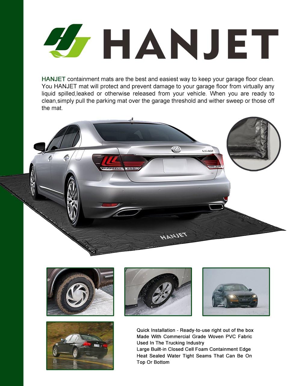 Oil Mat for Garage Floor, Car Parking Mat, Black S7696