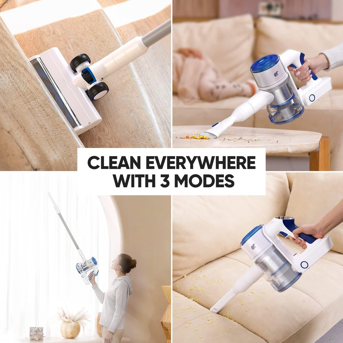 Cordless Stick Vacuum Cleaner 25KPa 320W 60mins Detachable Battery LED Headlights P383469
