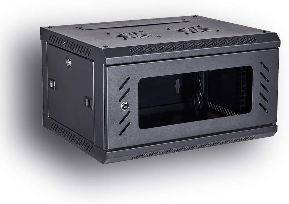 Wall Mount Rack Server Cabinet 19-Inch Network Enclosure with Locking Glass Door 16-Inches Deep T2143