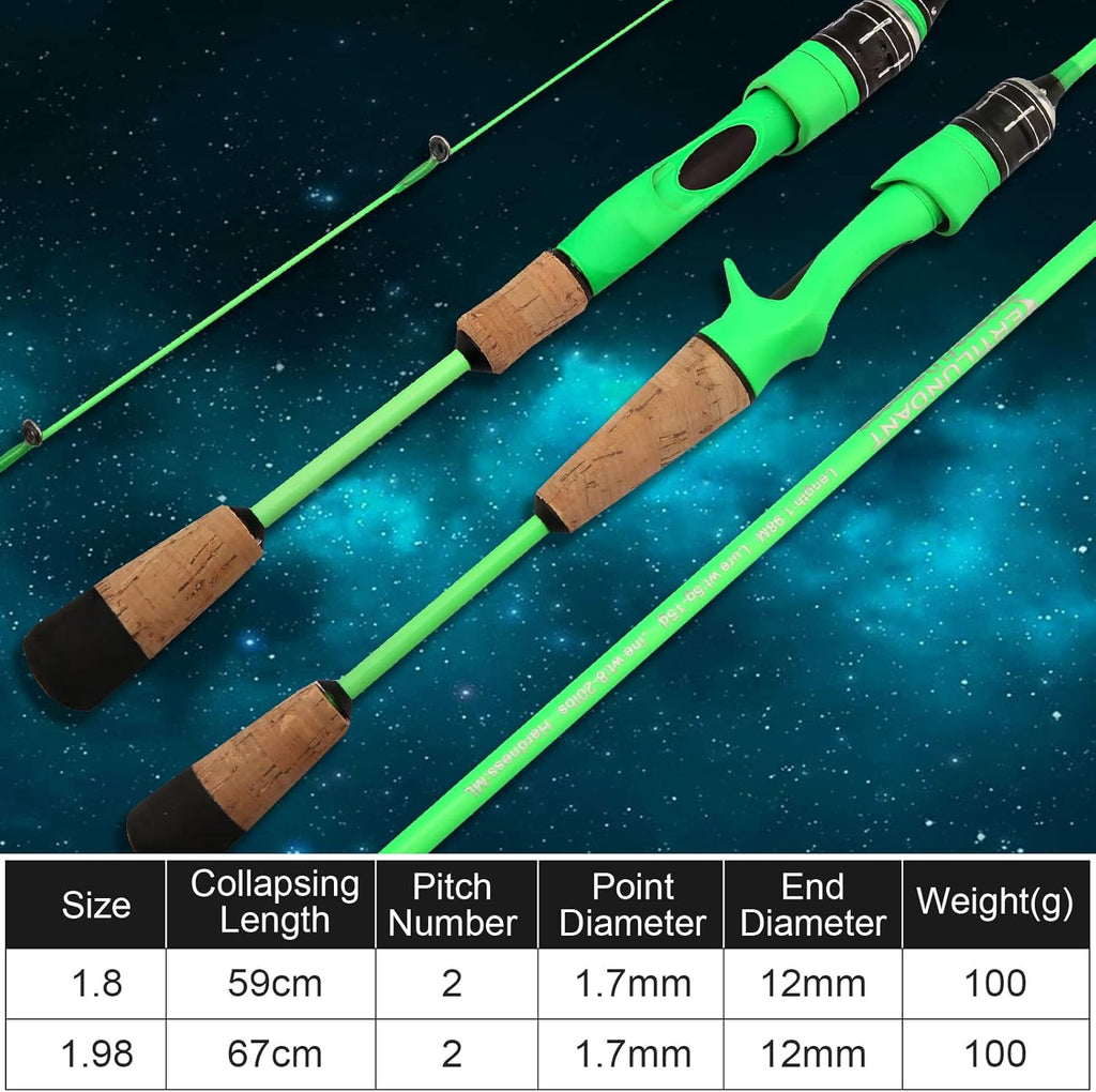 Green Carbon Fiber UL Spinning Fishing Rod H9478