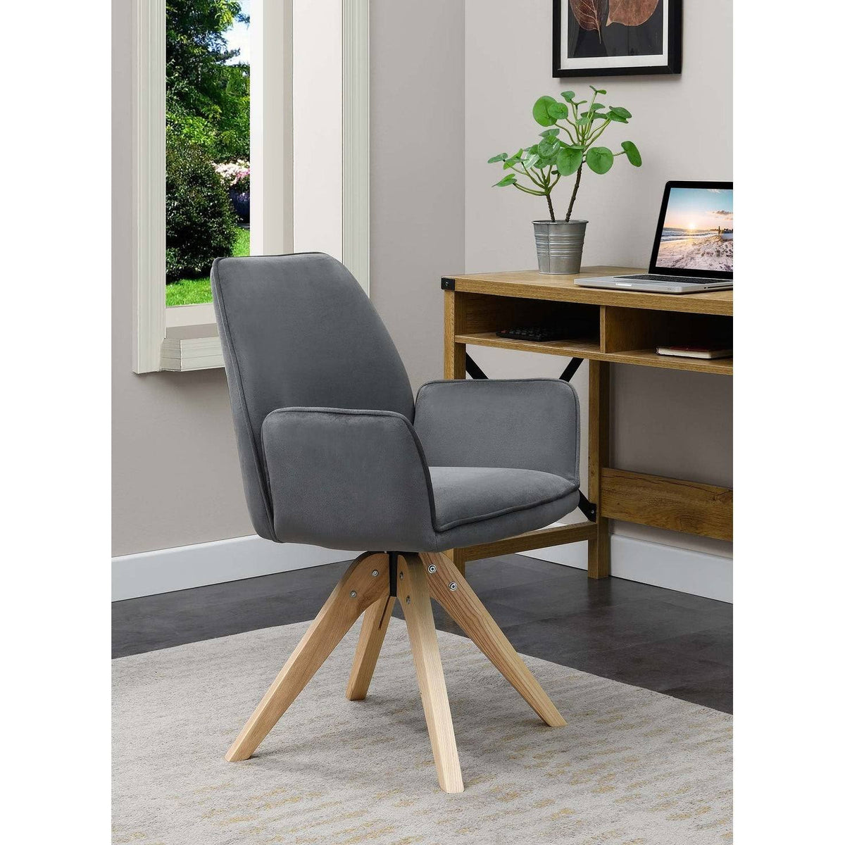 Velvet Blue Swivel Accent Chair Y554262
