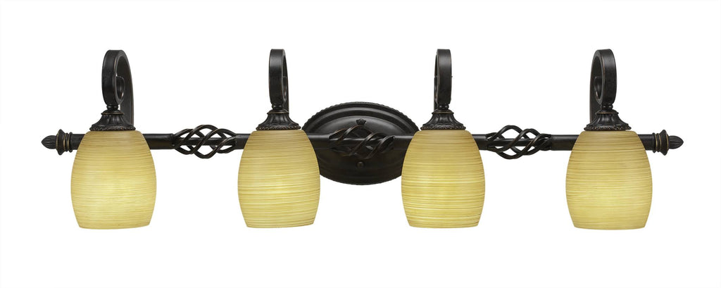 4 Light Bath Bar with Linen Glass in Dark Granite N8114