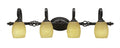 4 Light Bath Bar with Linen Glass in Dark Granite N8114
