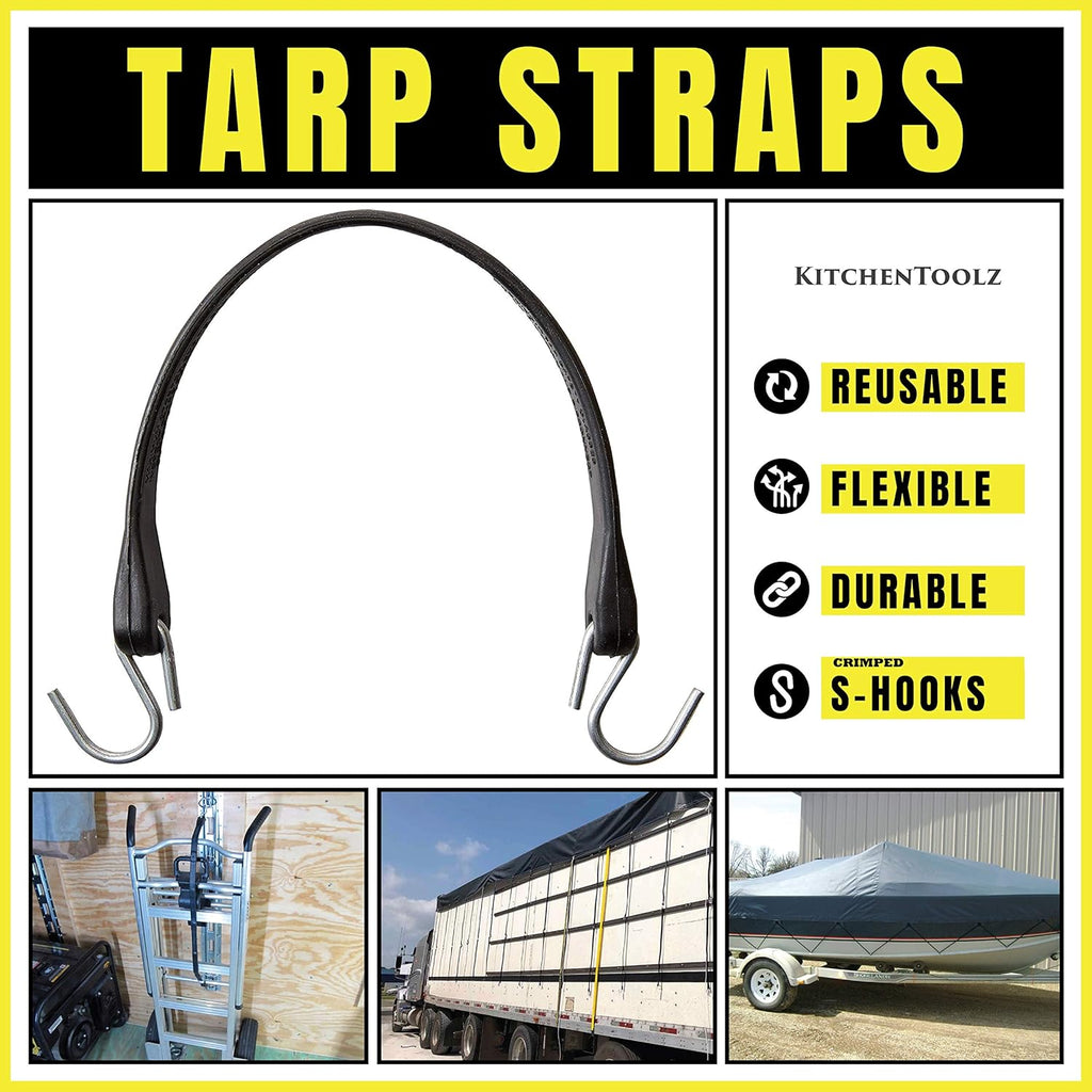 15" Rubber Bungee Cords with Hooks, Pack of 25 Q73145