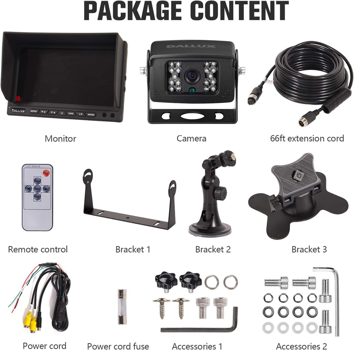 Heavy Duty Waterproof Backup Camera System with 7 inch Monitor and 66ft Cable M2014