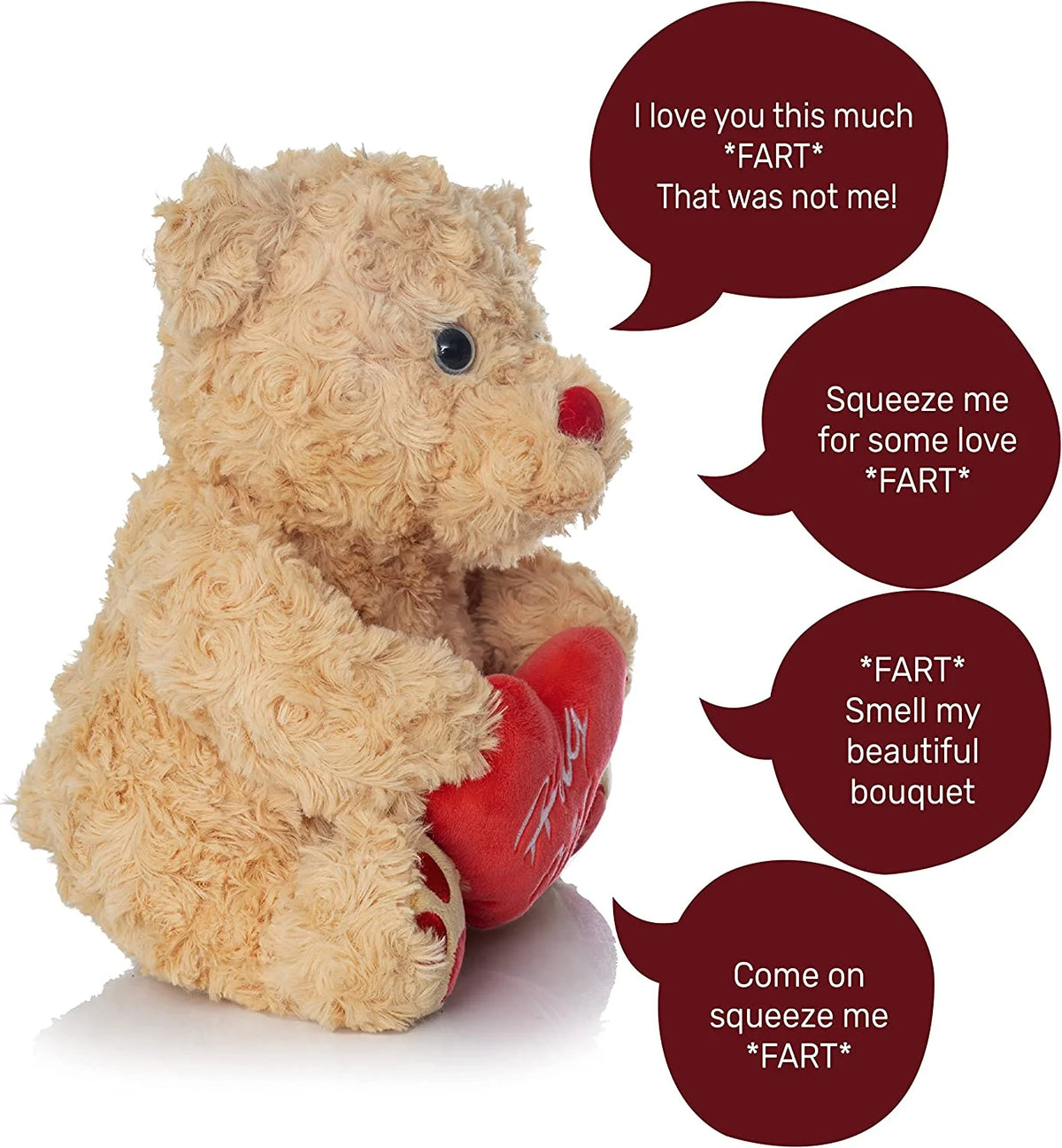 Brown Plush Teddy Bear with Red Hug Me Love Heart Stuffed Animal H140