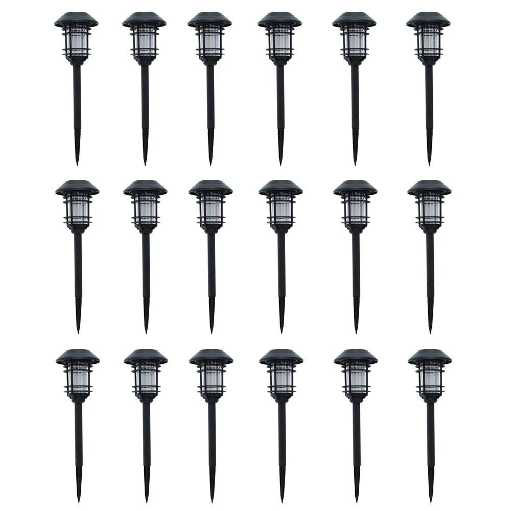 Solar Black Outdoor Integrated LED Landscape Path Light (18-Pack) W8917