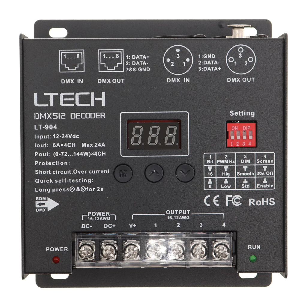 LED DMX512 Decoder, 4-Channel, 24A, LED Display A635159