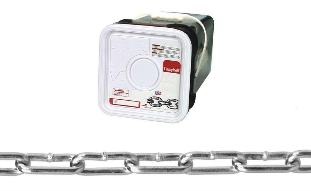 Straight Link Coil Chain, Zinc Plated, 440 lb, 250' S41369
