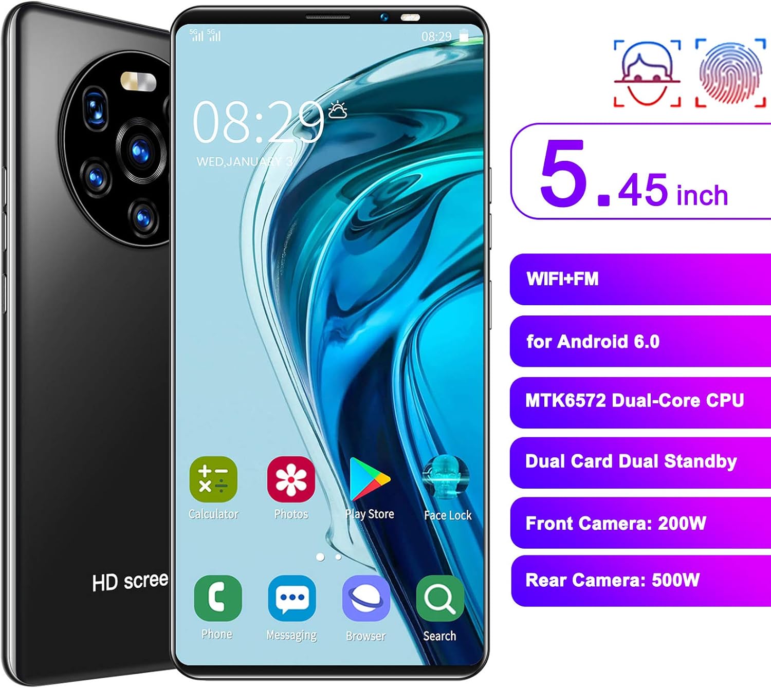 5.45in HD Full Screen Dual Card Dual Standby Mobile Phone V945777