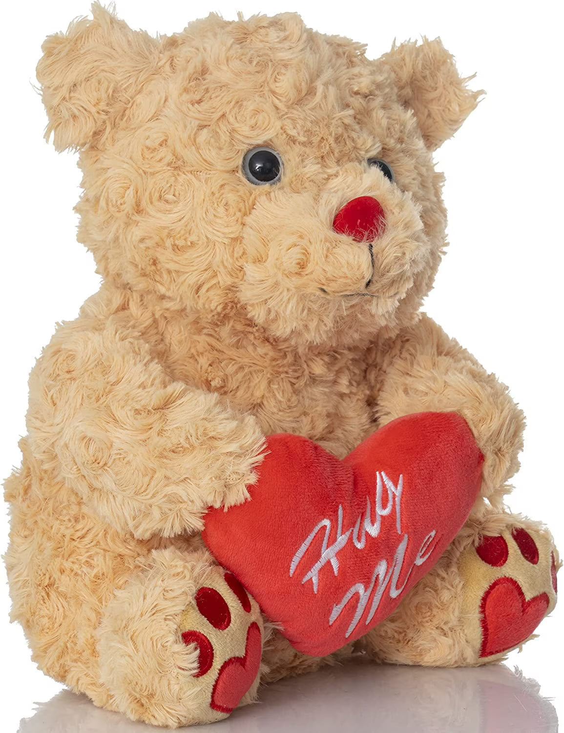 Brown Plush Teddy Bear with Red Hug Me Love Heart Stuffed Animal H140