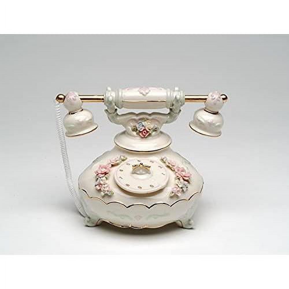 Fine Porcelain Antique Victorian Telephone Music Box Musical Figurine Y3548