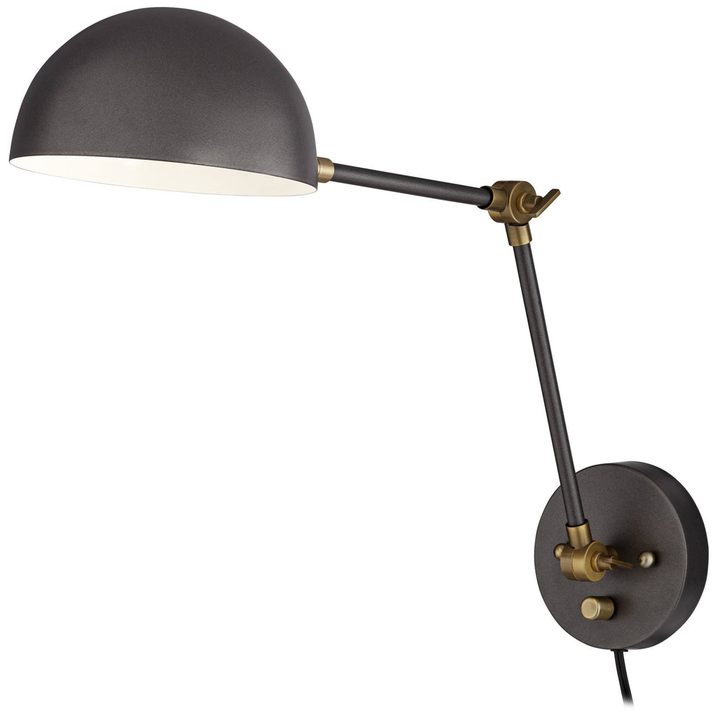 Industrial Swing Arm Wall Lamp Gunmetal Brass Plug-In Light Fixture Adjustable N868405