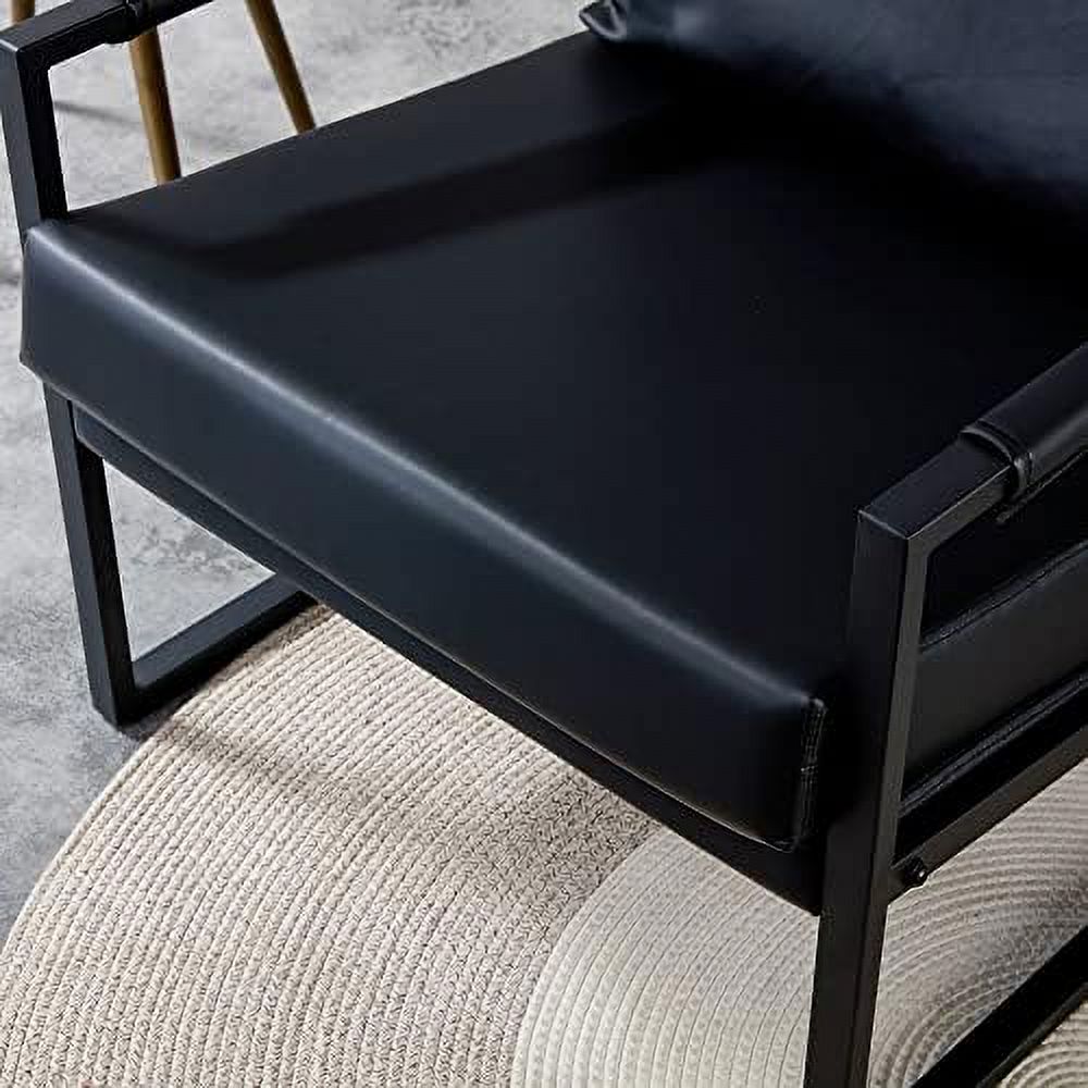 Black PU Leather Accent Arm Chair with Metal Frame F833