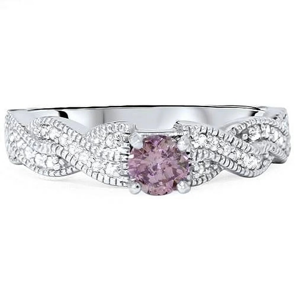 Pink Diamond Infinity Engagement Ring 14K White Gold F13649