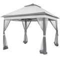 11x11 FT Pop-Up Gazebo with 4 Mesh Sidewalls, Light Gray I53630