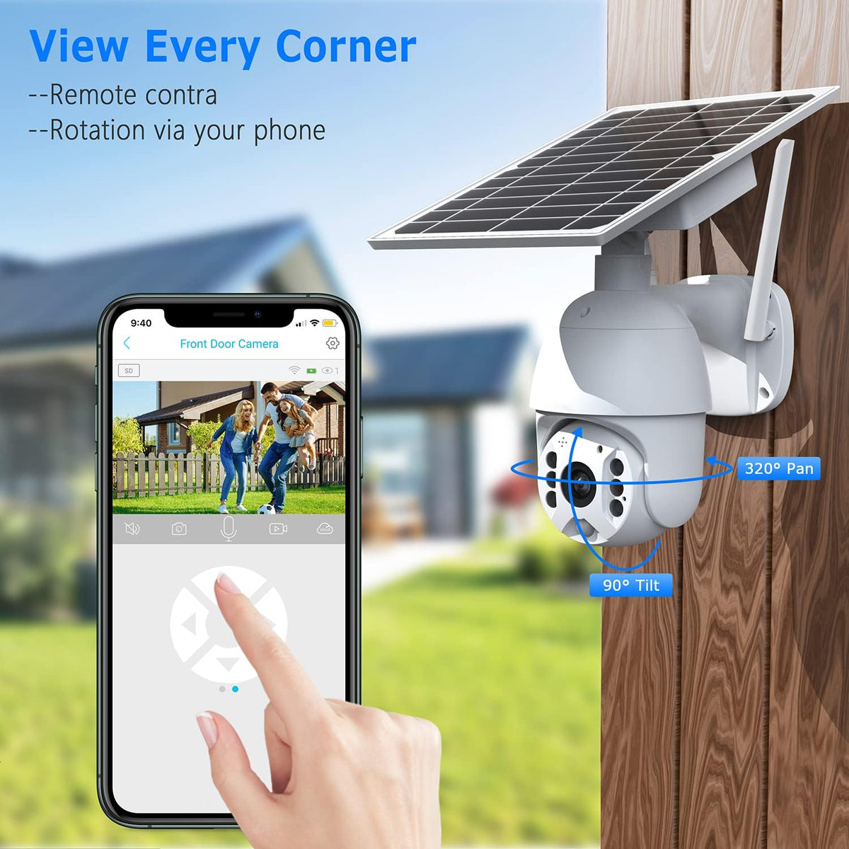 1080P Wireless WiFi PTZ Solar Security Camera with Color Night Vision H183