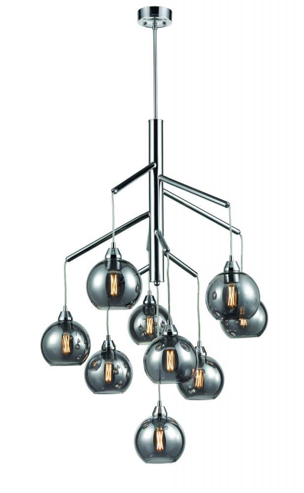 9 Light Foyer with Smoke Glass F545