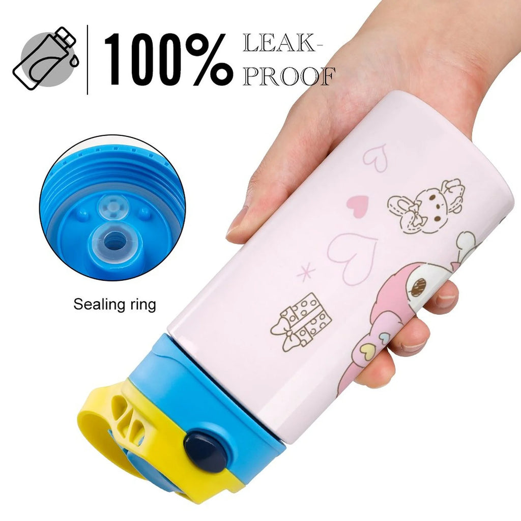 Pink Stainless Steel Children's Water Bottle With Straw O346
