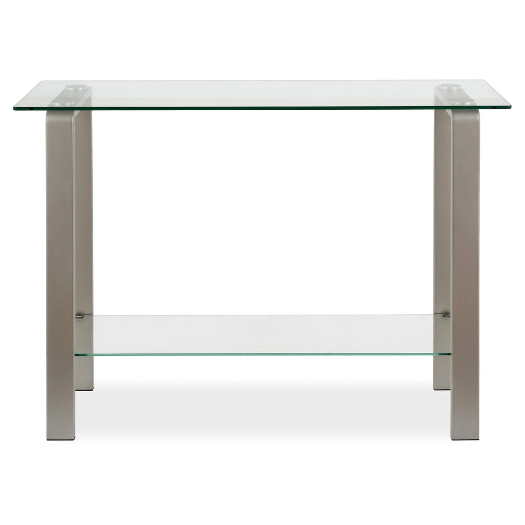 42" Nickel Metal/Glass Console Table Z5346