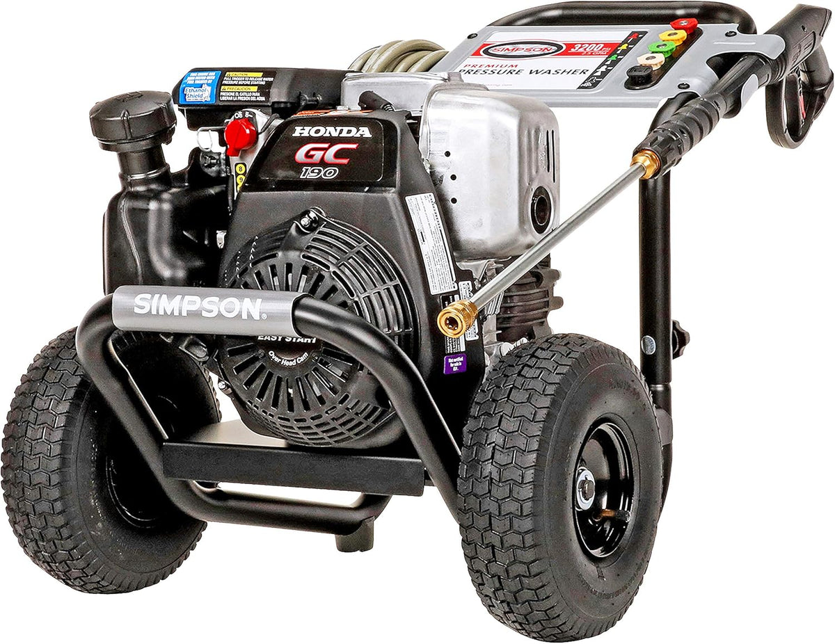 Gas Pressure Washer, 3200 PSI at 2.5 GPM, Black, 15" Steel Surface Scrubber P761