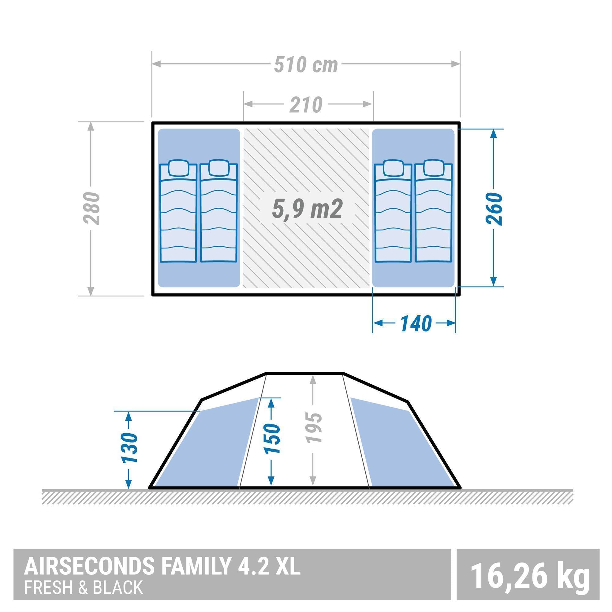 4.2 Inflatable Camping Tent, 4 Person, Black T822064