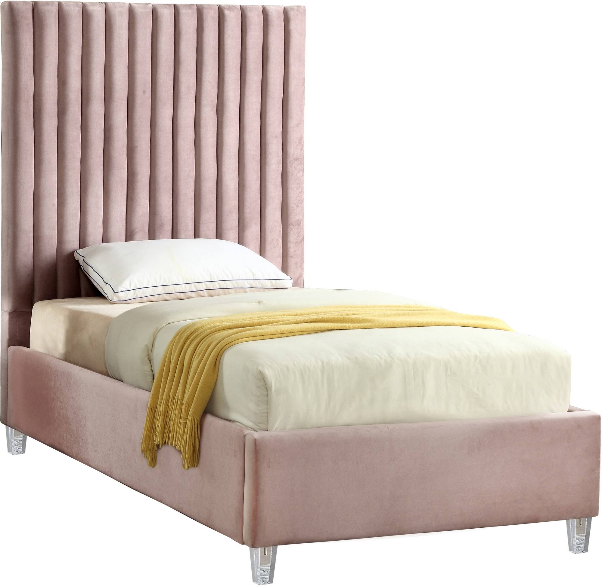 Pink Velvet Twin Bed A733