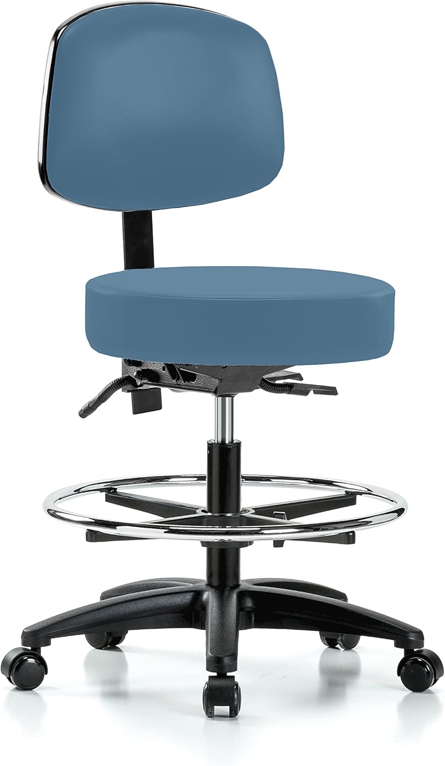 Rolling Height Adjustable Doctor's Stool with Back and Footring F384181