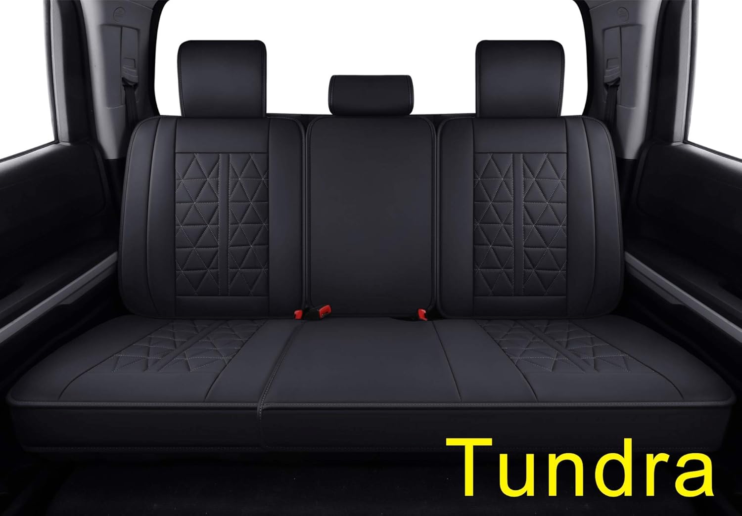 Black Rear Waterproof Faux Leather Seat Covers C936834