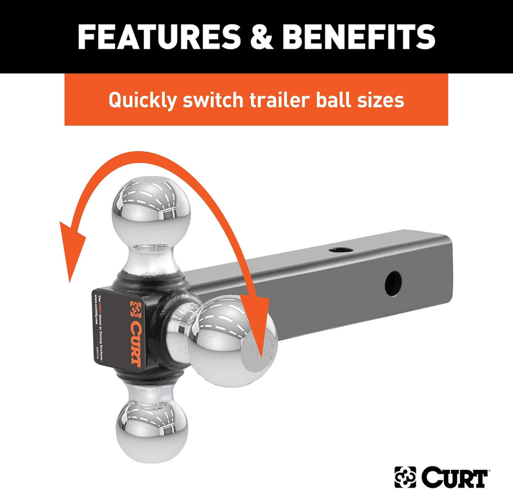 Multi-Ball Trailer Hitch Ball Mount, 2-Inch Receiver, 10,000 lbs, Pack of 2 R92244