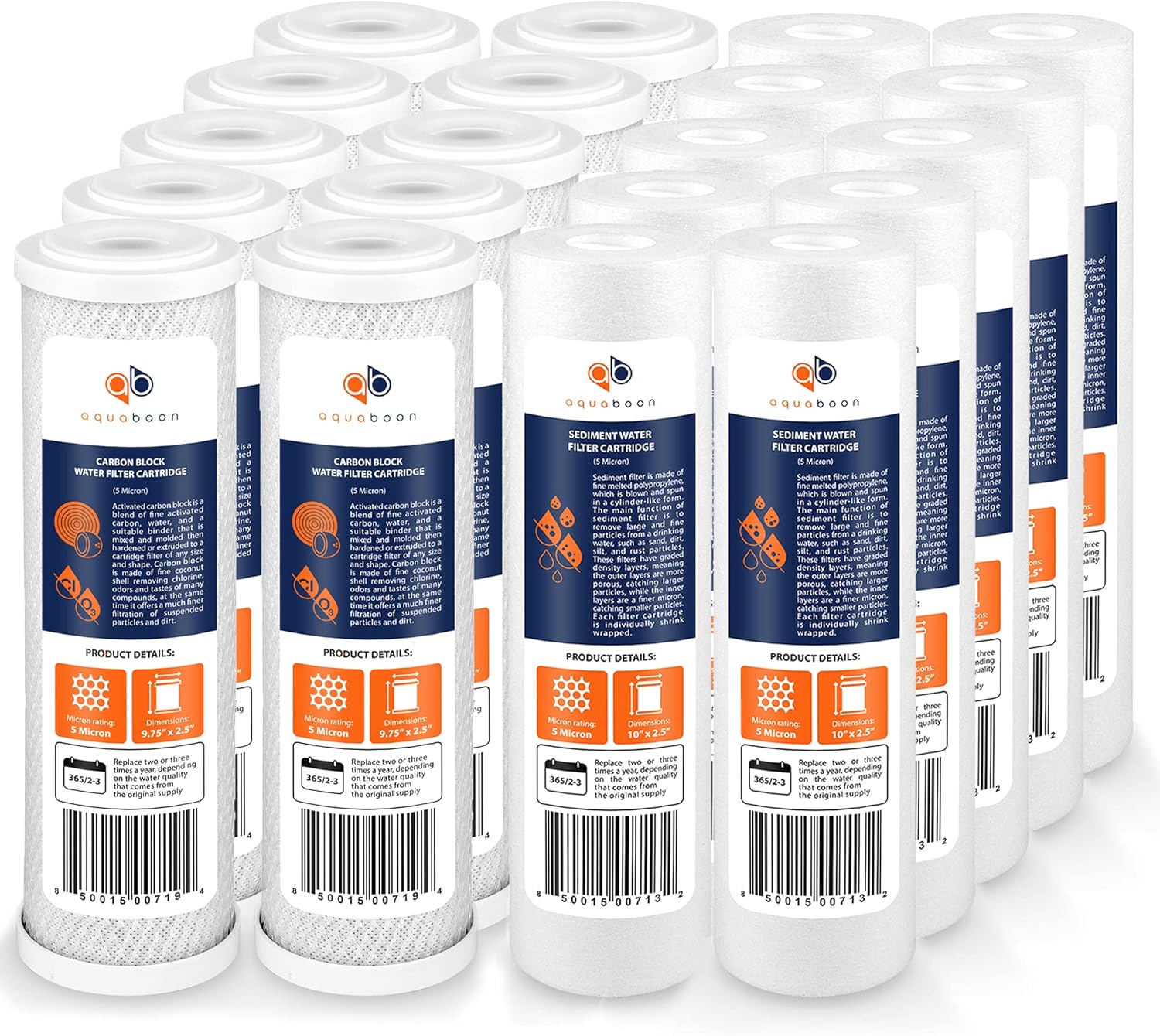 Set of 20 5 Micron 10 inch Water Filter Cartridges Z68662