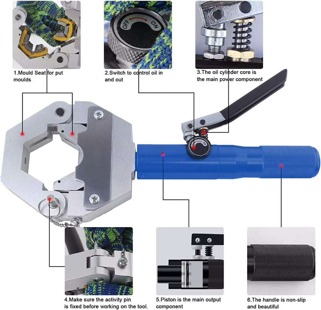 Hydraulic Hose Crimping Tool with 7 Die Set A58404