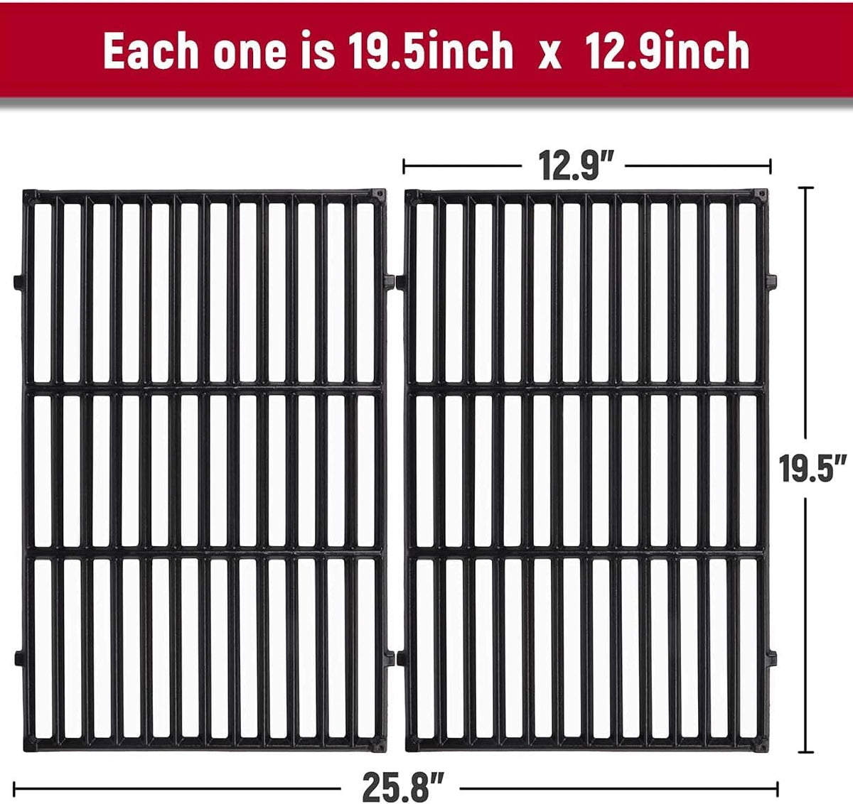 Cast Iron Grill Grates 2-Pack 19.5 x 12.9 Inch X82281