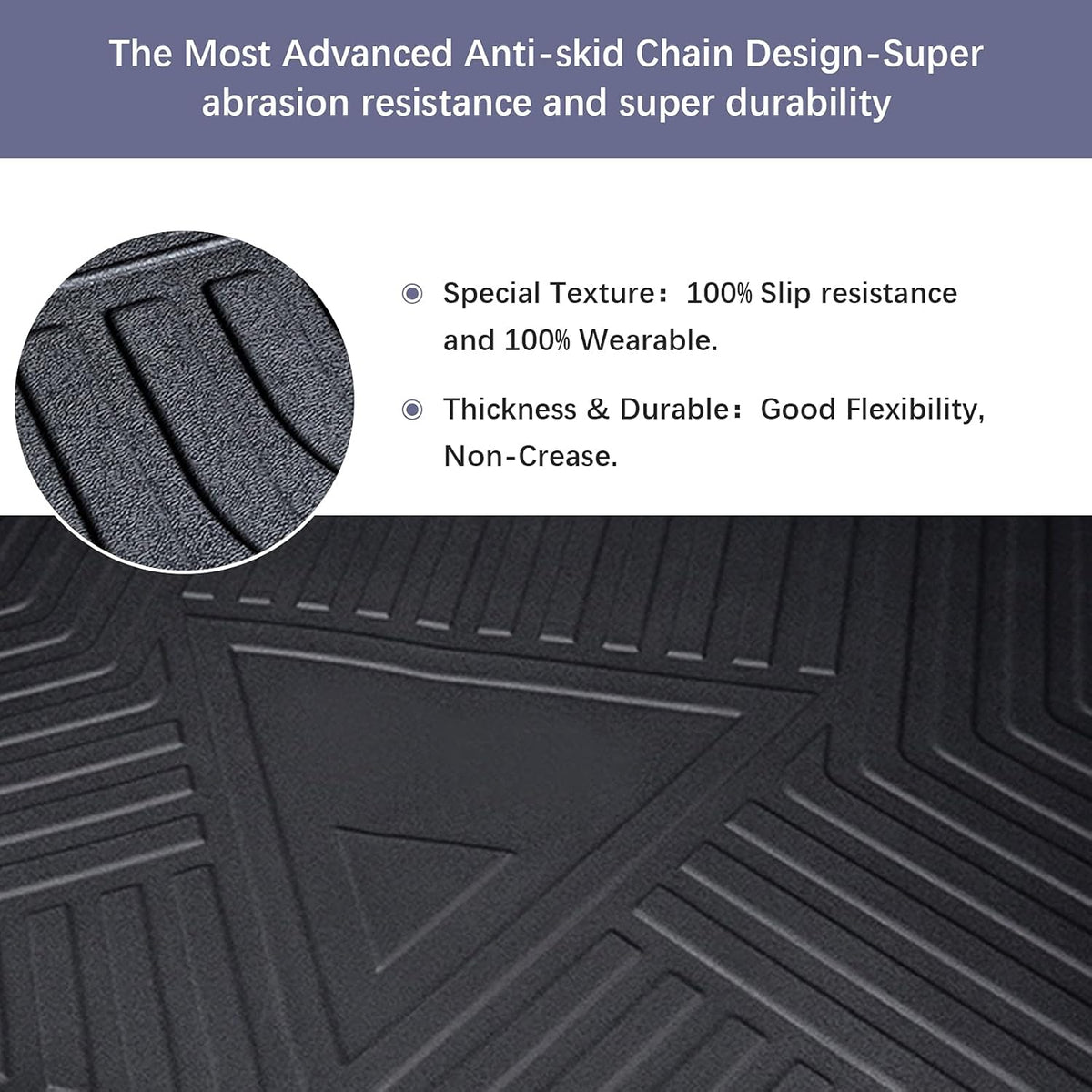 Black TPO Waterproof Rear Cargo Tray Trunk Floor Mat Q8816
