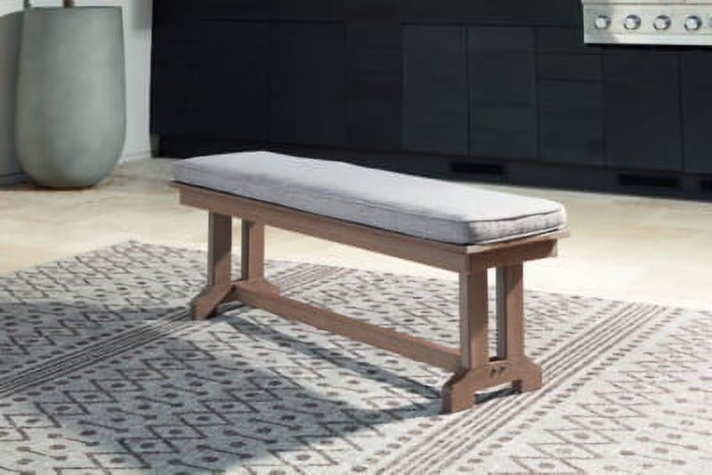 Brown Outdoor Dining Bench with Cushion C651616