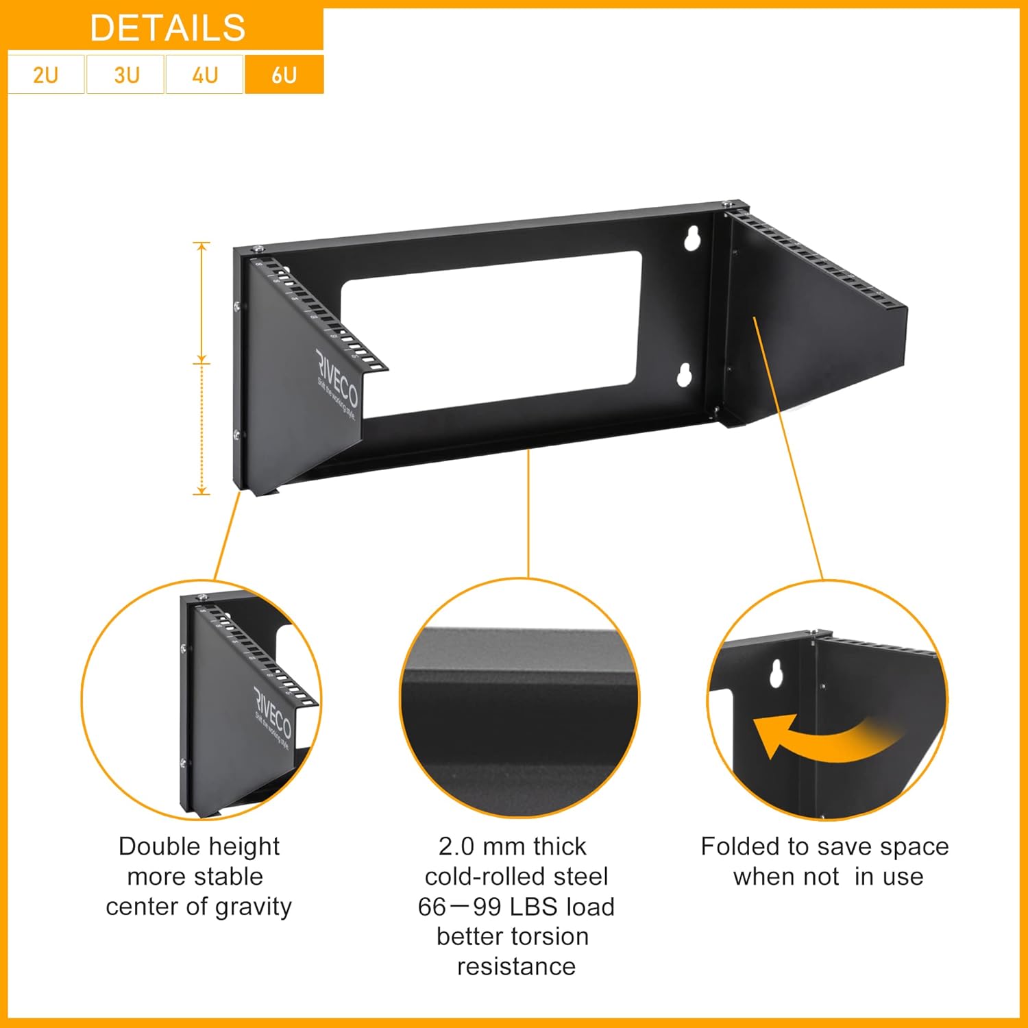 6U Wall Mount Rack for 19 inches IT Equipment, Pack of 2 O6511