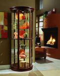Half Round Curio, 32 by 17 by 76-Inch, Brown W967812