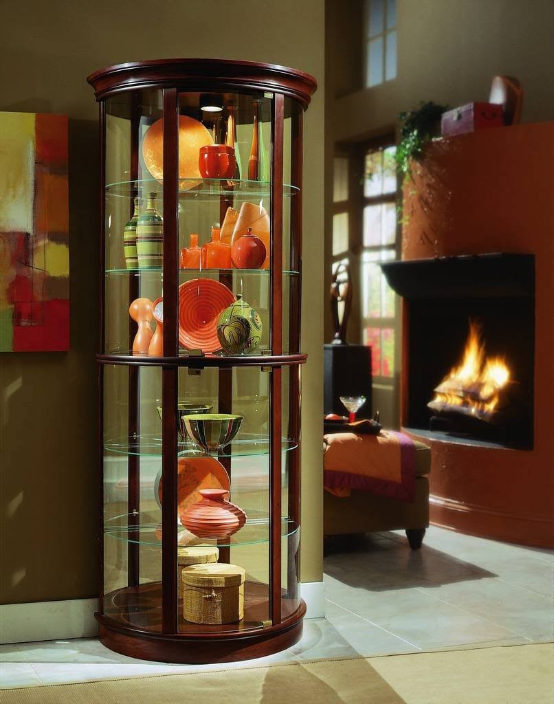 Half Round Curio, 32 by 17 by 76-Inch, Brown W967812